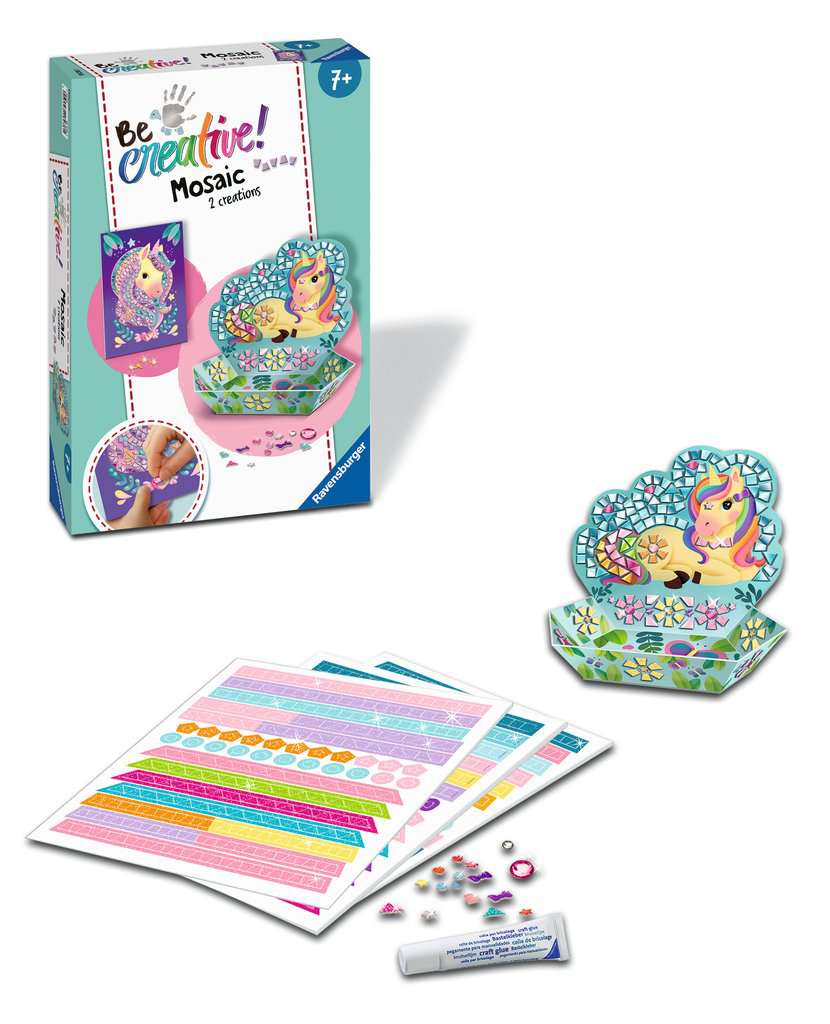 Ravensburger 18238 BeCreative Mosaik Einhorn, DIY für Kinder ab 7 Jahren