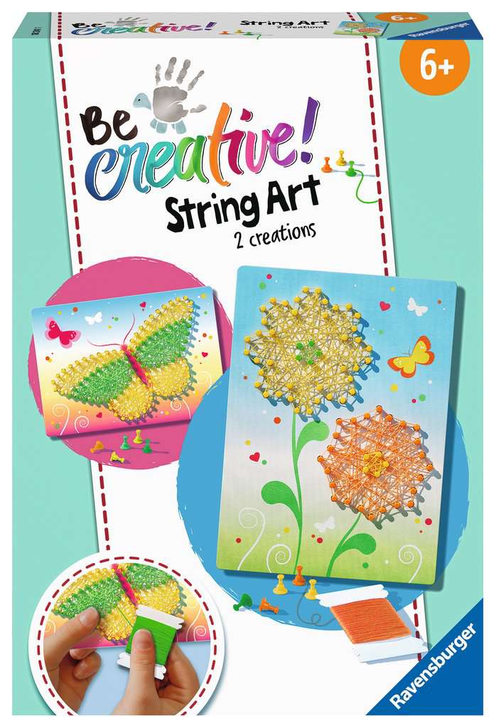 Ravensburger 18241 BeCreative String Art Schmetterlinge – Kreative Fadenbilder mit Schmetterling und Blüten, für Kinder ab 6 Jahren