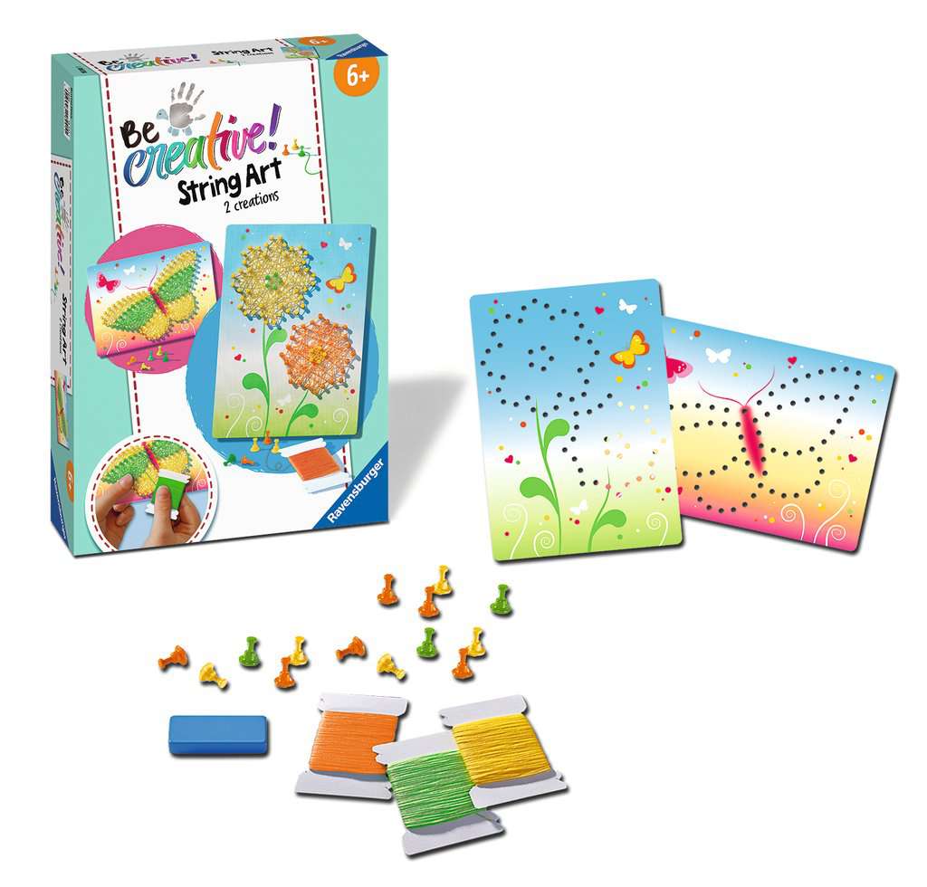 Ravensburger 18241 BeCreative String Art Schmetterlinge – Kreative Fadenbilder mit Schmetterling und Blüten, für Kinder ab 6 Jahren