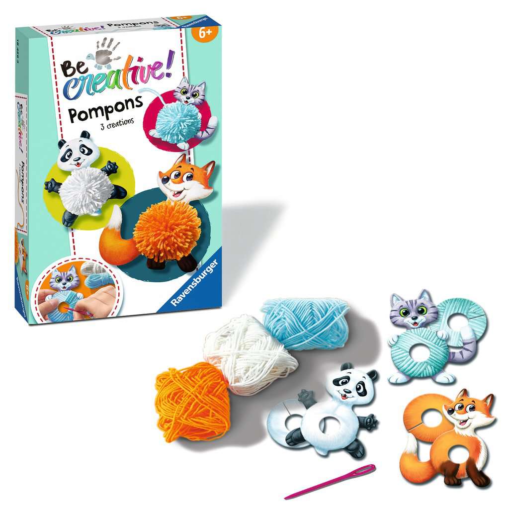 Ravensburger 18429 Be Creative Pompon-Tiere, DIY für Kinder ab 6 Jahren