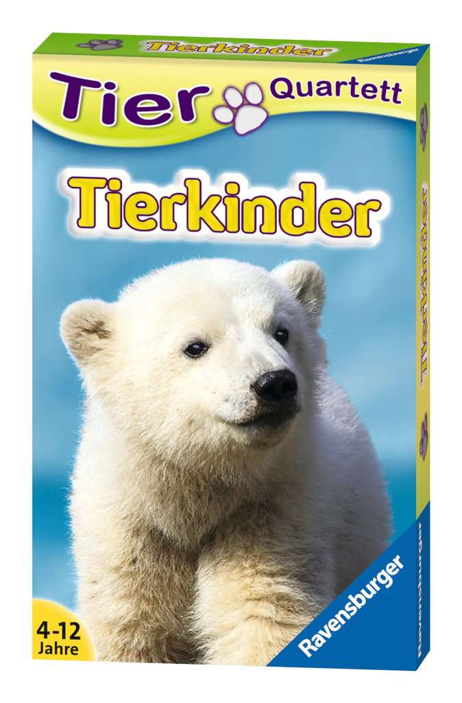 Ravensburger 20423 - Tierquartett Tierkinder, Klassiker für 3-6 Spieler ab 4 - 12 Jahre, 32 Tierkinder