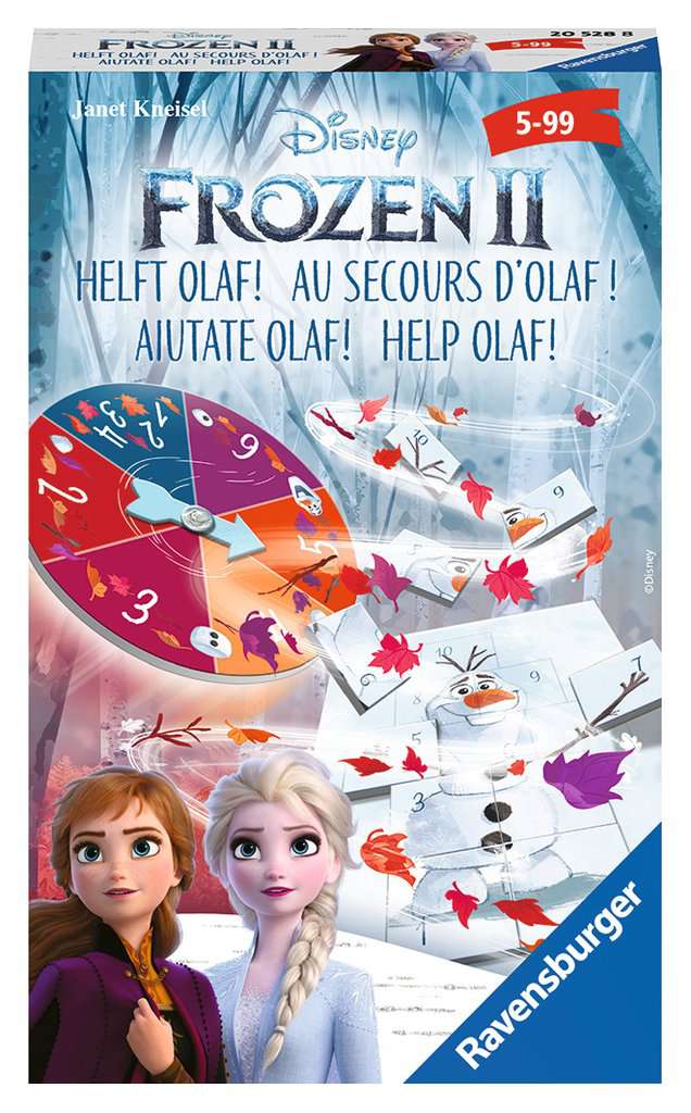 Ravensburger 20528 - Disney Frozen 2 helft Olaf, Mitbringspiel für 2-4 Spieler, ab 5 Jahren, kompaktes Format, Reisespiel, Glücksspiel