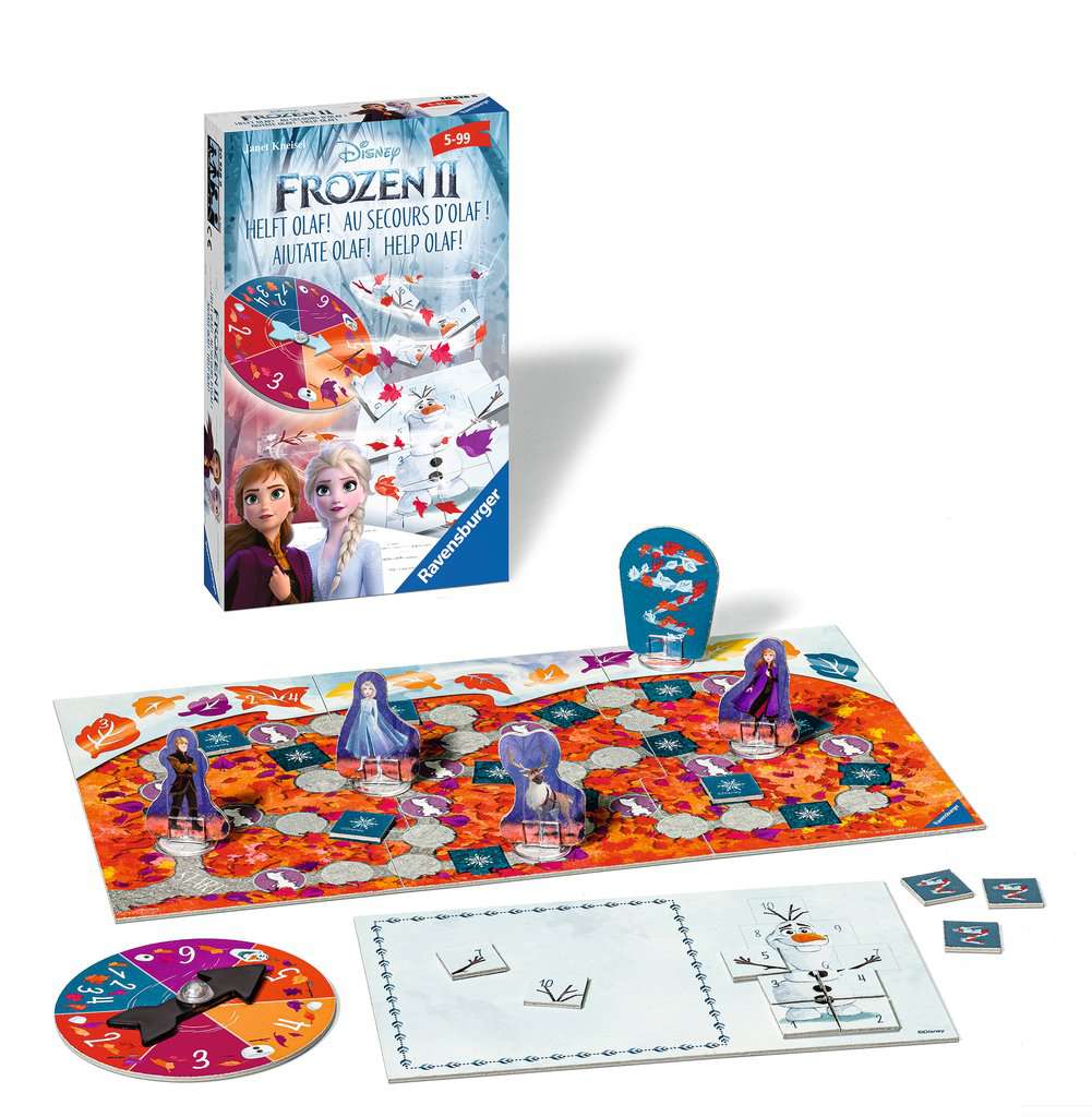 Ravensburger 20528 - Disney Frozen 2 helft Olaf, Mitbringspiel für 2-4 Spieler, ab 5 Jahren, kompaktes Format, Reisespiel, Glücksspiel