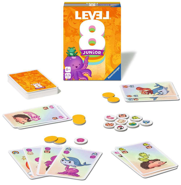 Ravensburger 20860 - Level 8 Junior, Die Junior Variante des beliebten Kartenspiels für 2-5 Spieler ab 6 Jahren / Kinderspiel / Familienspiel / Reisespiel / Perfekt als Geschenk