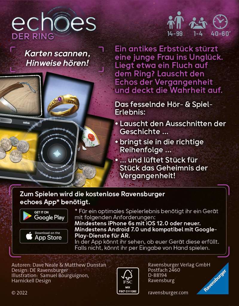 Ravensburger 20866 echoes Der Ring - Audio Mystery Spiel ab 14 Jahren, Erlebnis-Spiel