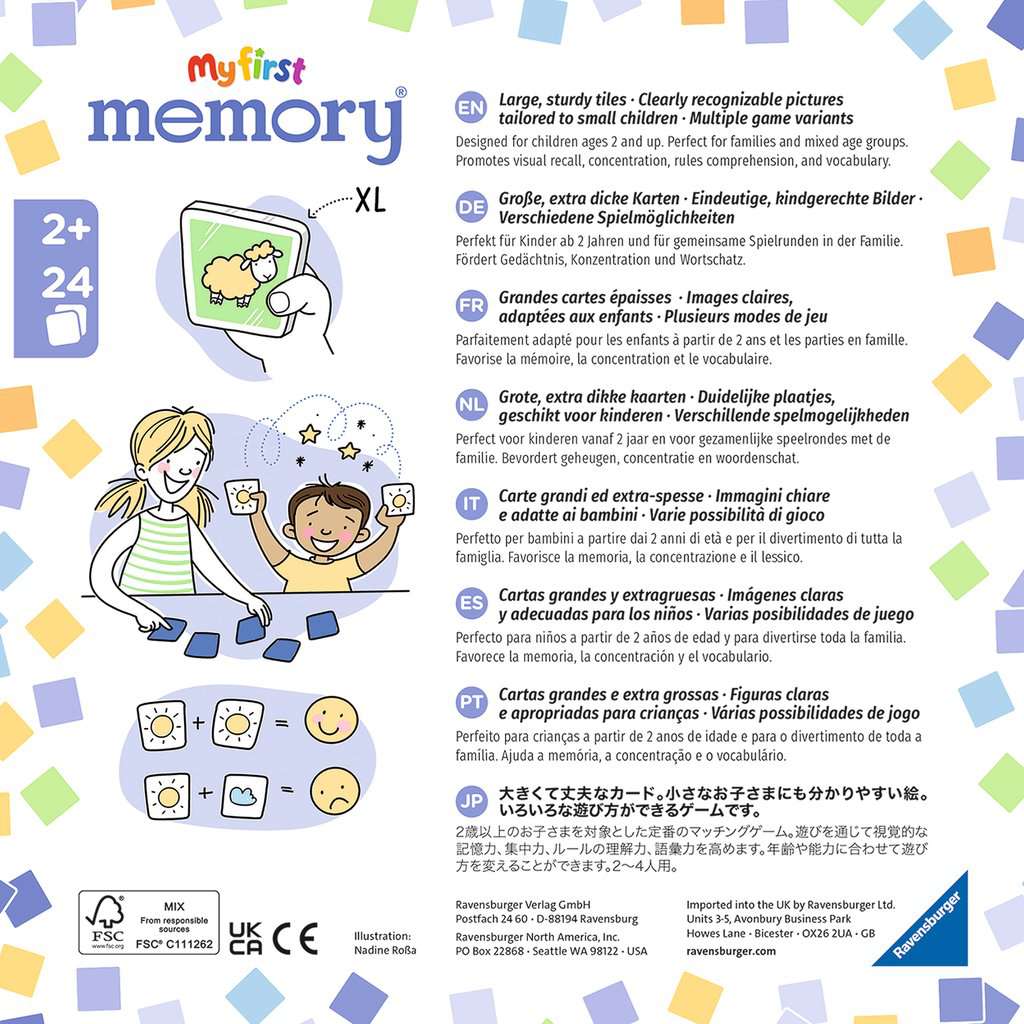 Ravensburger - 20878 - My first memory® Fahrzeuge, Merk- und Suchspiel mit extra großen Bildkarten für Kinder ab 2 Jahren