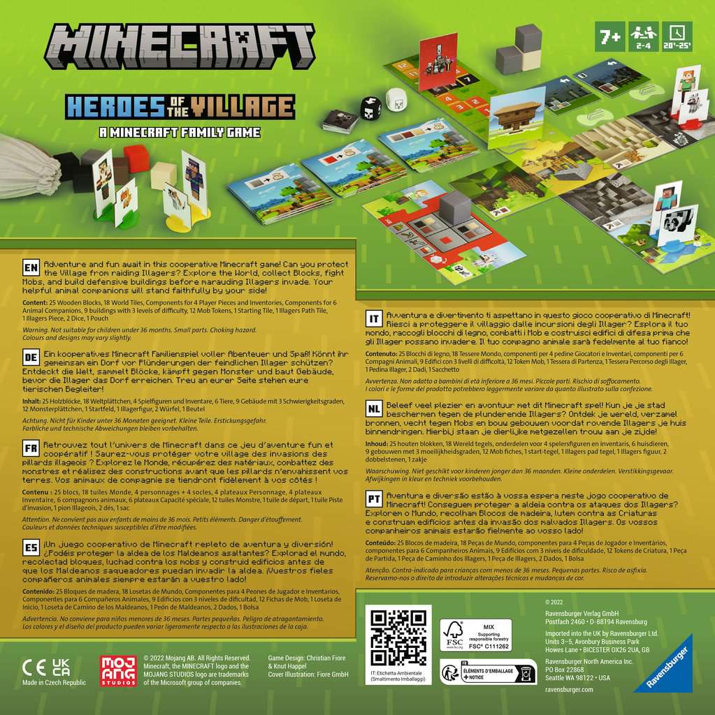 Ravensburger 20914 Minecraft Heroes of the Village – Kooperatives Familienspiel für 2-4 Spieler ab 7 Jahren