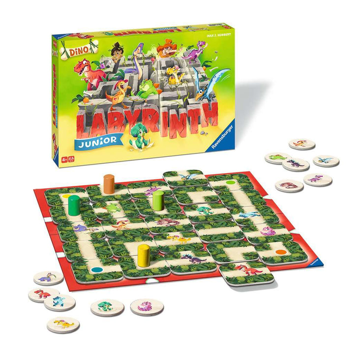 Ravensburger® 20980 - Dino Junior Labyrinth -  Familienklassiker für die Kleinen, Spiel für Kinder ab 4 Jahren -  Gesellschaftspiel geeignet für 2-4 Spieler, Junior-Ausgabe mit Dinosaurier-Thema