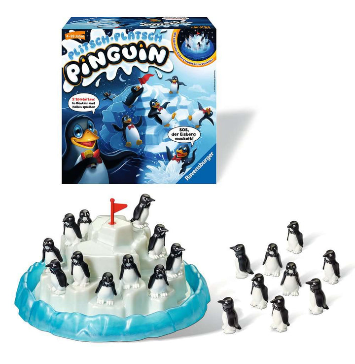 Ravensburger 21325 - Plitsch Platsch Pinguin - großer Spielspaß mit Geschicklichkeitsfaktor für Kinder und Erwachsene - Klassiker für 1 bis 5 Spieler ab 4 Jahren