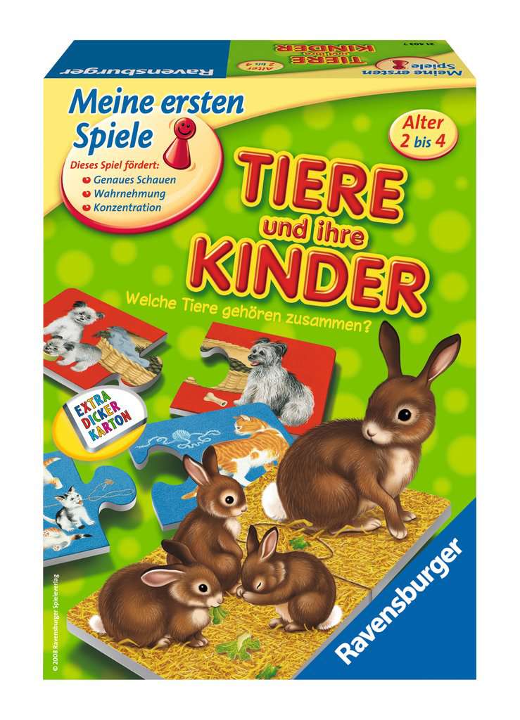 Ravensburger 21403 - Tiere und ihre Kinder - Kinderspiel, Tierwelt kennenlernen -  für 1-4 Spieler ab 2 Jahren