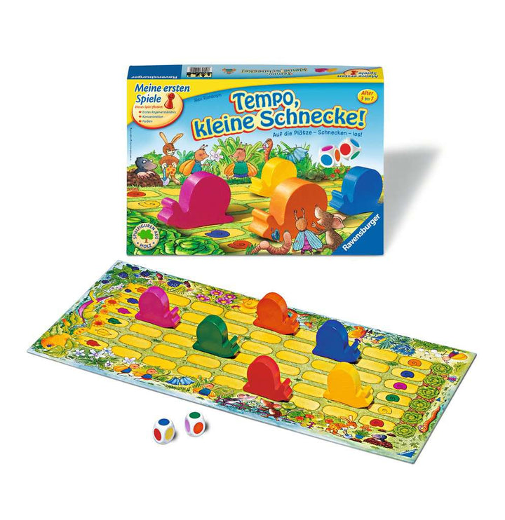 Ravensburger Kinderspiel 21420 - Tempo kleine Schnecke, Das spannende Schneckenrennen, Brettspiel und Gesellschaftsspiel für Mädchen und Jungen , 2-6 Spieler, ab 3 Jahren