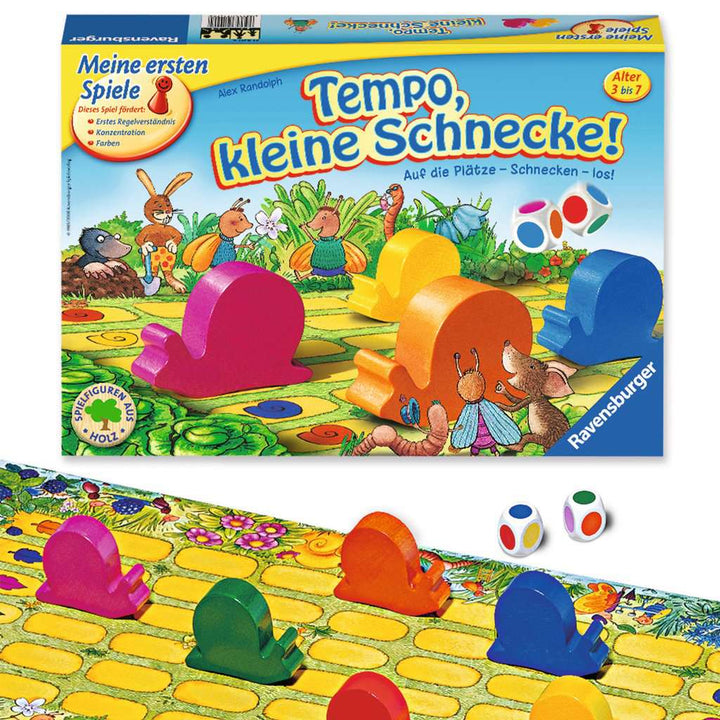 Ravensburger Kinderspiel 21420 - Tempo kleine Schnecke, Das spannende Schneckenrennen, Brettspiel und Gesellschaftsspiel für Mädchen und Jungen , 2-6 Spieler, ab 3 Jahren