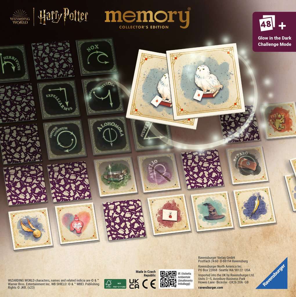 Ravensburger 22349 Collector's memory® Harry Potter - Der Klassiker mit magischem Leucht-Effekt entführt 2 bis 8 Harry Potter Fans ab 6 Jahren in die zauberhafte Welt von Hogwarts