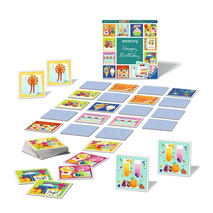 Ravensburger 23399 memory® moments - Happy Birthday, 24 Kartenpaare wünschen alles Gute und laden zu vielen fröhlichen Spielerunden ein. Ravensburger Spieleklassiker für 2 bis 6 Spieler ab 3 Jahren