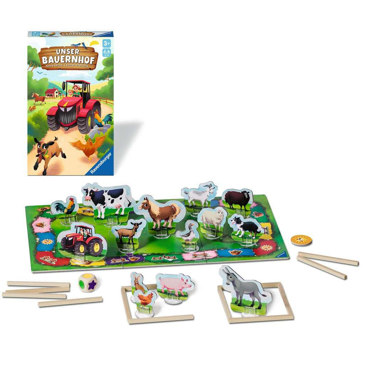 Ravensburger 22408 - Unser Bauernhof, Brettspiel für Kinder ab 3 Jahren, Würfel- und Sammelspiel für 2-4 Spieler