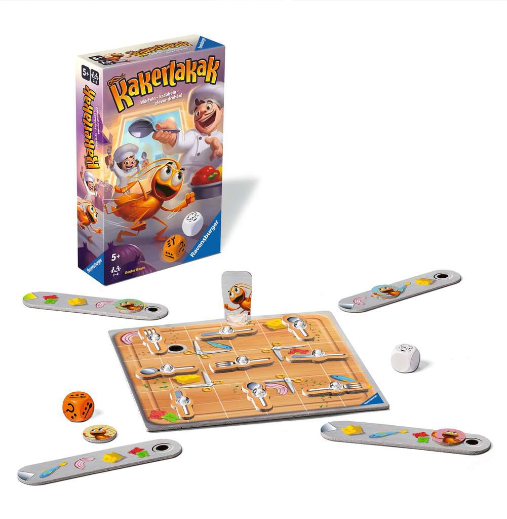 Ravensburger 22446 - Kakerlakak, Mitbringspiel für 2-4 Personen, Kinderspiel ab 5 Jahren, kompaktes Format, Reisespiel, Brettspiel