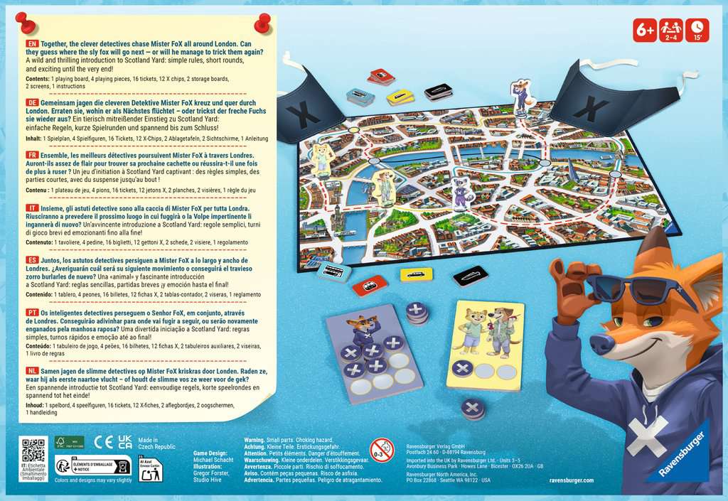 Ravensburger 22450 - Scotland Yard Junior, Brettspiel für 2-4 Spieler, Gesellschafts- und Familienspiel, für Kinder ab 6 Jahren