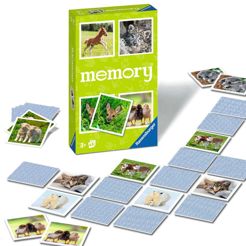 Ravensburger 22458 - Tierbaby memory®, der Spieleklassiker für Tierfans, Merkspiel für 2-6 Spieler ab 3 Jahren