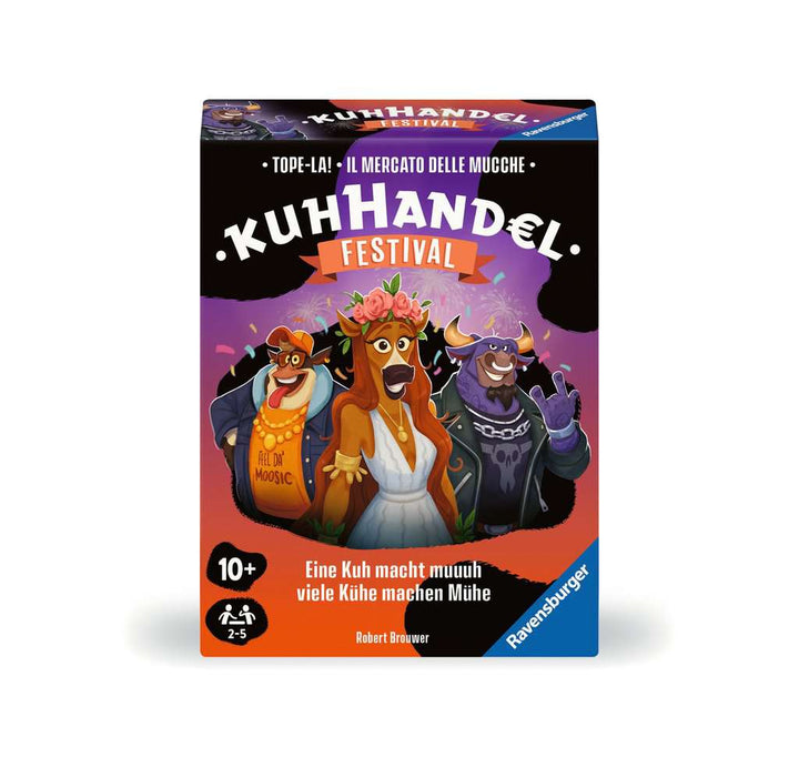 Ravensburger Spiele 22471 - Kuhhandel-Festival -  Gesellschaftsspiel für 2-5 Spieler, Kartenspiel mit Kühen ab 10 Jahren, Auktionsspiel, Versteigerung Spiel