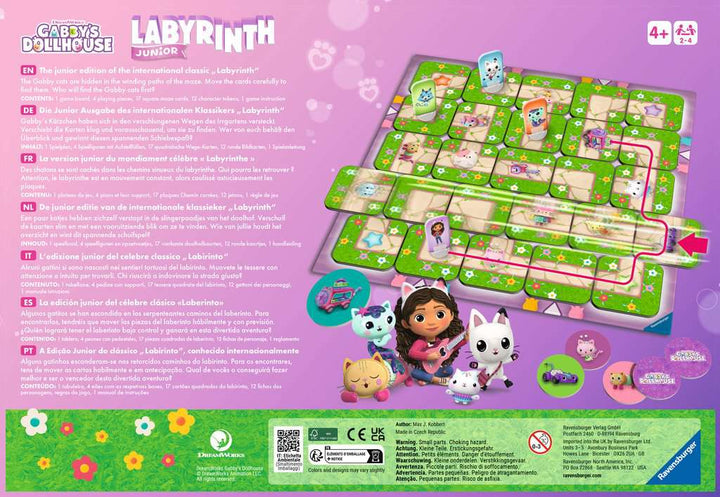 Ravensburger 22648 Gabby's Dollhouse Junior Labyrinth - Der Brettspiel-Klassiker von Ravensburger als Junior Version für Fans der beliebten Serie, Gesellschaftsspiel für 2 bis 4 Spieler ab 4 Jahren