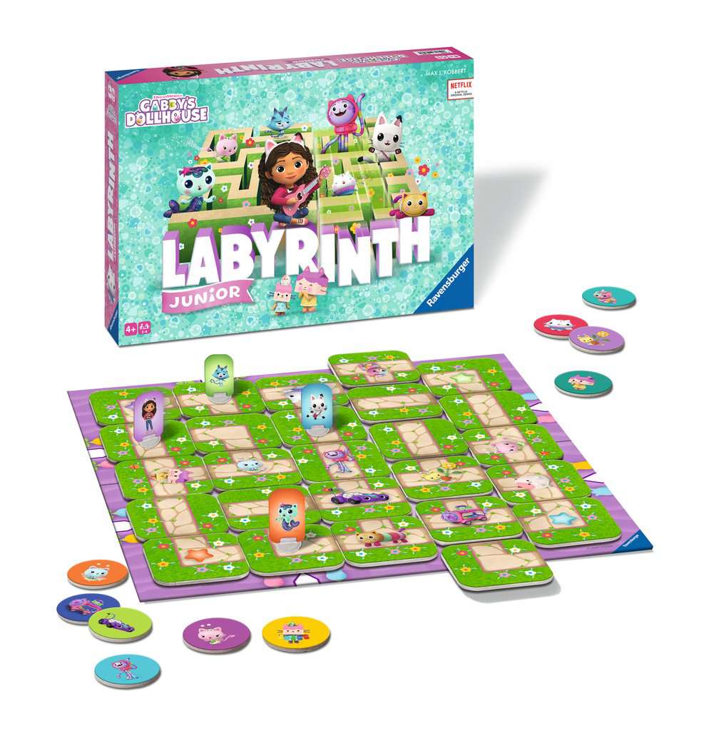 Ravensburger 22648 Gabby's Dollhouse Junior Labyrinth - Der Brettspiel-Klassiker von Ravensburger als Junior Version für Fans der beliebten Serie, Gesellschaftsspiel für 2 bis 4 Spieler ab 4 Jahren