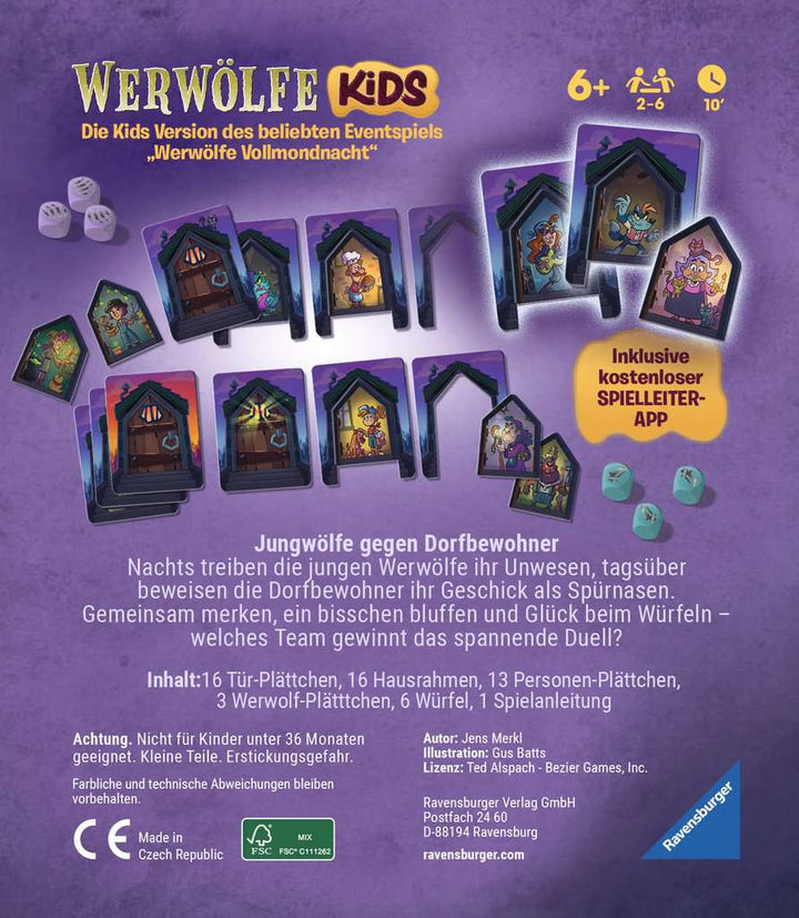 Ravensburger 22692 Werwölfe - Nacht der Jungwölfe, erstes Werwölfe-Spiel für Kinder ab 6 Jahren für 2 bis 6 Spieler