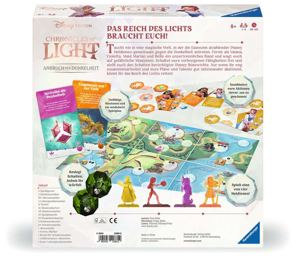 Ravensburger 228881 - Familienspiel Chronicles of Light - Disney Edition, Gesellschaftsspiel für Familien und Erwachsene, ab 8 Jahren, für 1-4 Spieler - Kooperatives Brettspiel