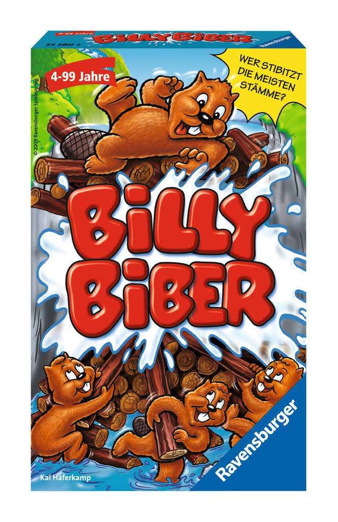 Ravensburger 23280 - Billy Biber, Mitbringspiel für 1-4 Spieler, Kinderspiel ab 4 Jahren, kompaktes Format, Reisespiel