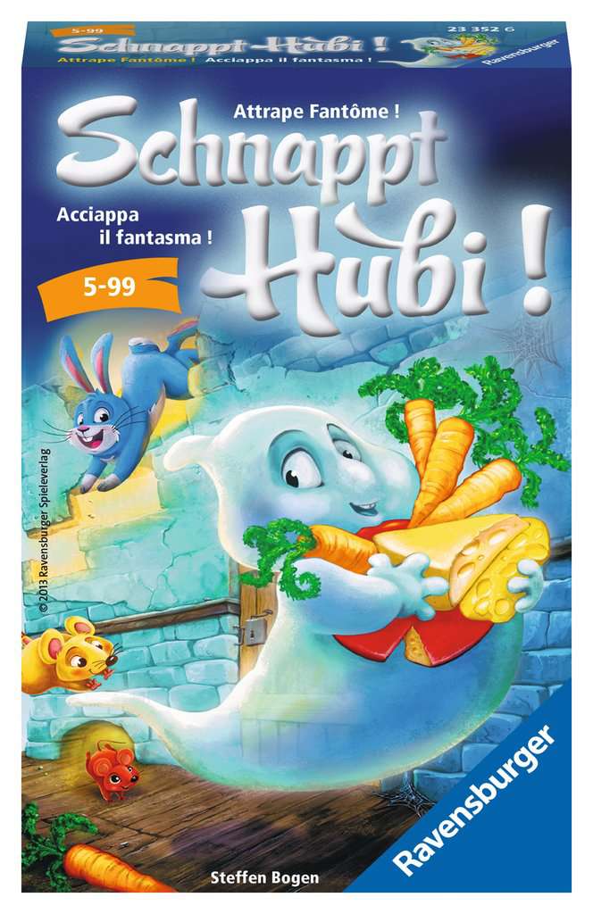 Ravensburger 23352 - Schnappt Hubi, Mitbringspiel für 2-4 Spieler, Kinderspiel ab 5 Jahren, kompaktes Format, Reisespiel, Brettspiel