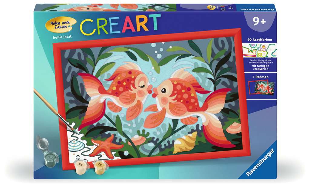 Ravensburger CreArt 23507 - Verliebte Fische - Malen nach Zahlen Fische für Kinder ab 9 Jahre