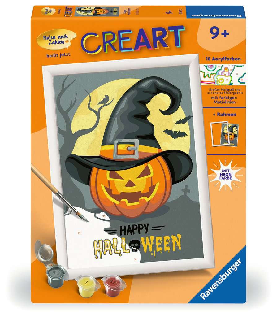 Ravensburger CreArt 23601 - Happy Halloween - Malen nach Zahlen Halloween für Kinder ab 9 Jahre