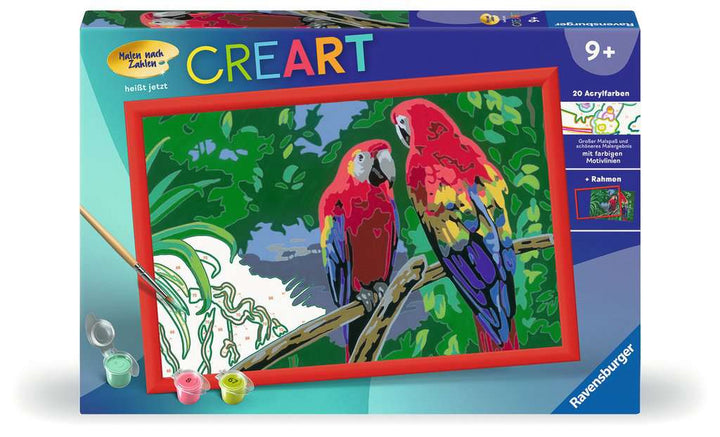 Ravensburger CreArt 23770 - Bunte Papageien - Malen nach Zahlen Papagei für Kinder ab 9 Jahre