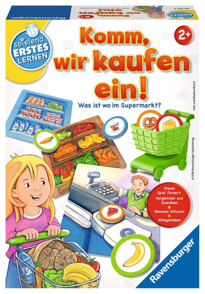 Ravensburger 24721 - Komm, wir kaufen ein! - Lernspiel für die Kleinen - Zuordnungsspiel für Kinder ab 2 Jahren, Spielend erstes Lernen für 1-4 Spieler