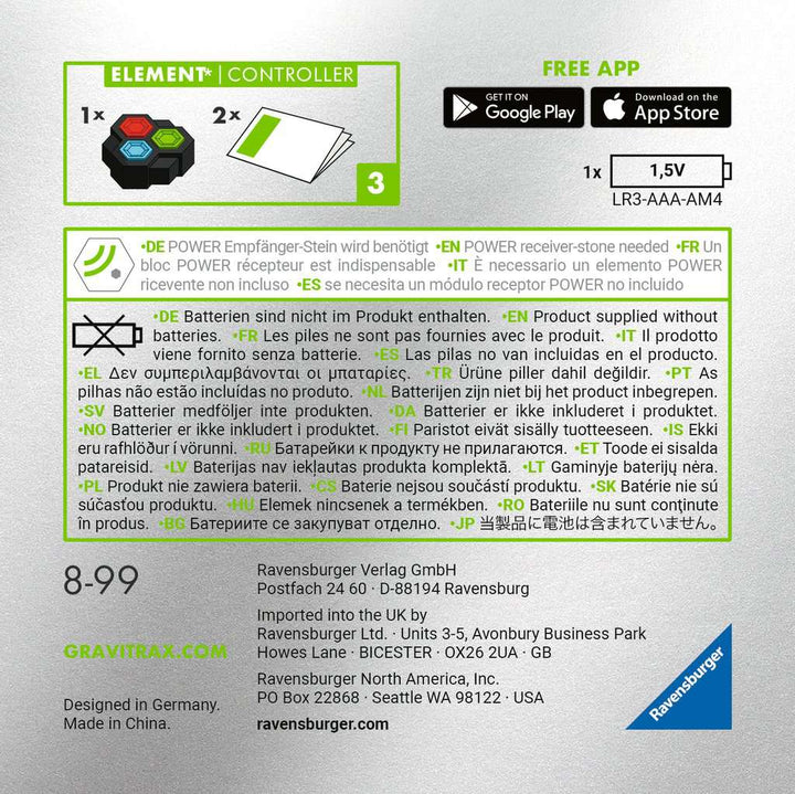 Ravensburger GraviTrax POWER Element Controller - 26813. Elektronisches Zubehör für Kugelbahnen, Konstruktionsspielzeug für Kinder ab 8. Kombinierbar mit allen Starter-Sets, Extensions und Elements.