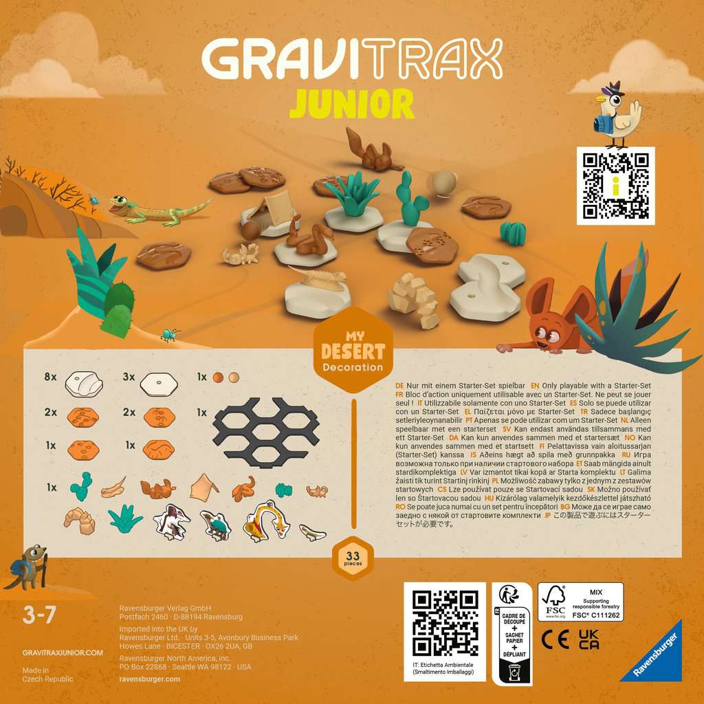 Ravensburger GraviTrax Junior Extension Desert 27076 - Murmelbahn überwiegend aus nachwachsenden Rohstoffen mit Themenwelten, Lernspielzeug und Konstruktionsspielzeug für Jungs und Mädchen ab 3 Jahren