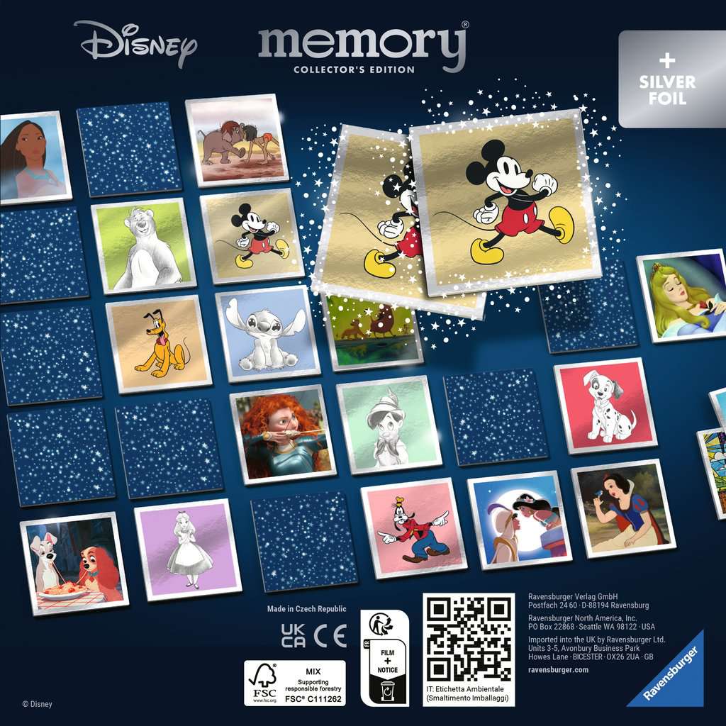 Ravensburger Collector's memory® Walt Disney - 27378 - Das weltbekannte Gedächtnisspiel mit Bildkarten, die mit Silberfolie ausgestattet sind - einzigartiges memory® für große und kleine Disney-Fans