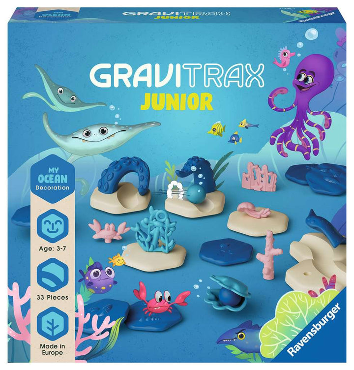 Ravensburger GraviTrax Junior Extension Ocean - Erweiterbare Kugelbahn für Kinder, überwiegend aus nachwachsenden Rohstoffen mit Themenwelten, Lernspielzeug und Konstruktionsspielzeug ab 3 Jahren