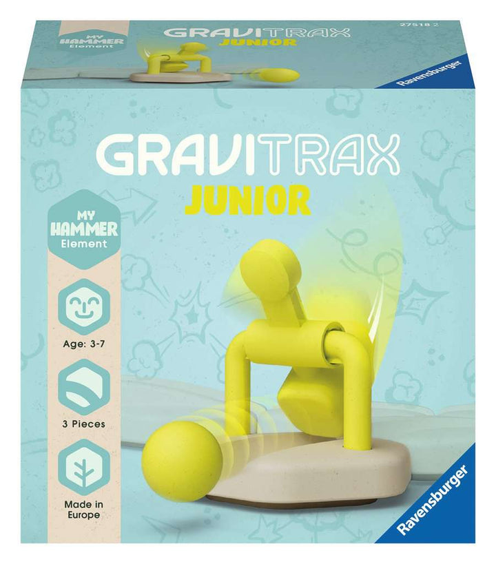 Ravensburger GraviTrax Junior Element Hammer - Erweiterbare Kugelbahn für Kinder, Murmelbahn überwiegend aus nachwachsenden Rohstoffen mit Themenwelten, Lern- und Konstruktionsspielzeug ab 3 Jahren