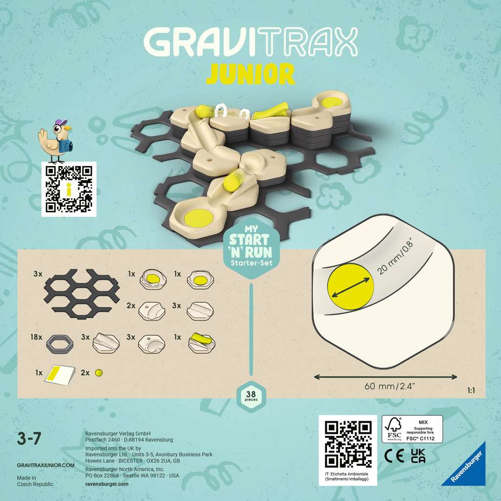 Ravensburger GraviTrax Junior Starter-Set S 27531 - Murmelbahn überwiegend aus nachwachsenden Rohstoffen mit Themenwelten, Lernspielzeug und Konstruktionsspielzeug für Jungs und Mädchen ab 3 Jahren