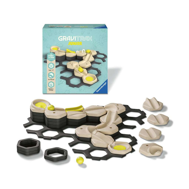 Ravensburger GraviTrax Junior Starter-Set S 27531 - Murmelbahn überwiegend aus nachwachsenden Rohstoffen mit Themenwelten, Lernspielzeug und Konstruktionsspielzeug für Jungs und Mädchen ab 3 Jahren