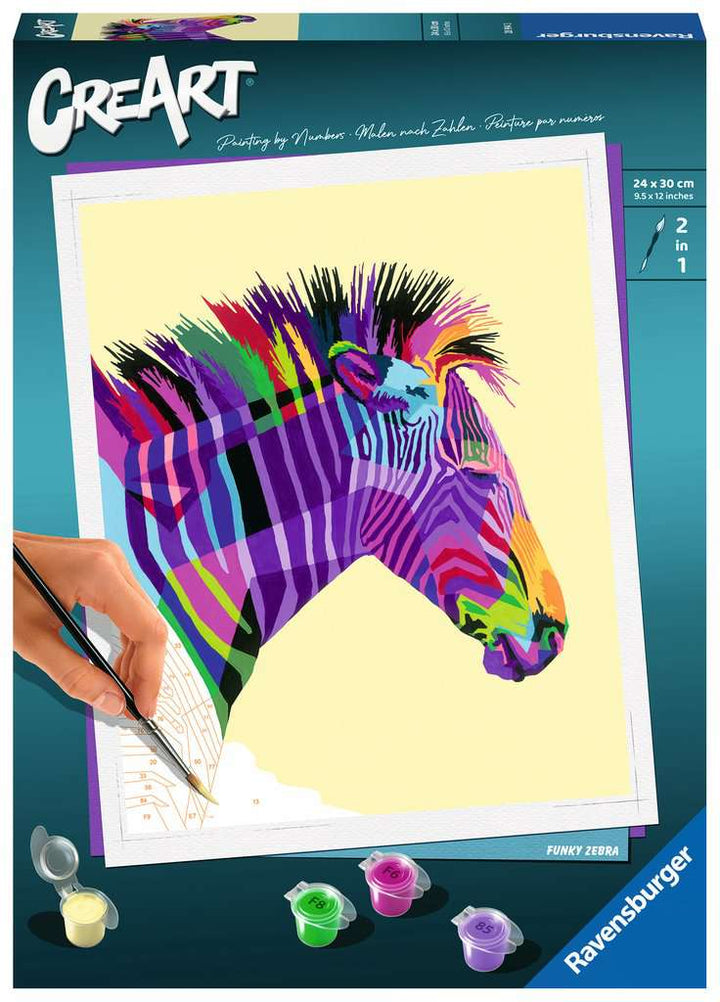 Ravensburger CreArt - Malen nach Zahlen 28994 – Funky Zebra – ab 12 Jahren