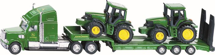 SIKU Tieflader mit John Deere Traktoren