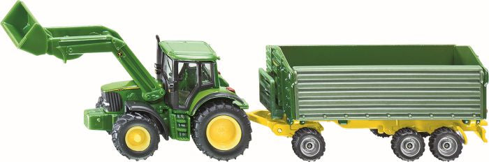 SIKU John Deere mit Frontlader+Anhänger