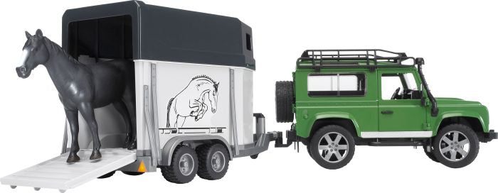 Land Rover Defender + Anhänger und Pferd