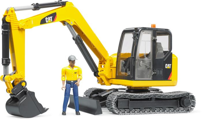 CAT Minibagger mit Bauarbeiter