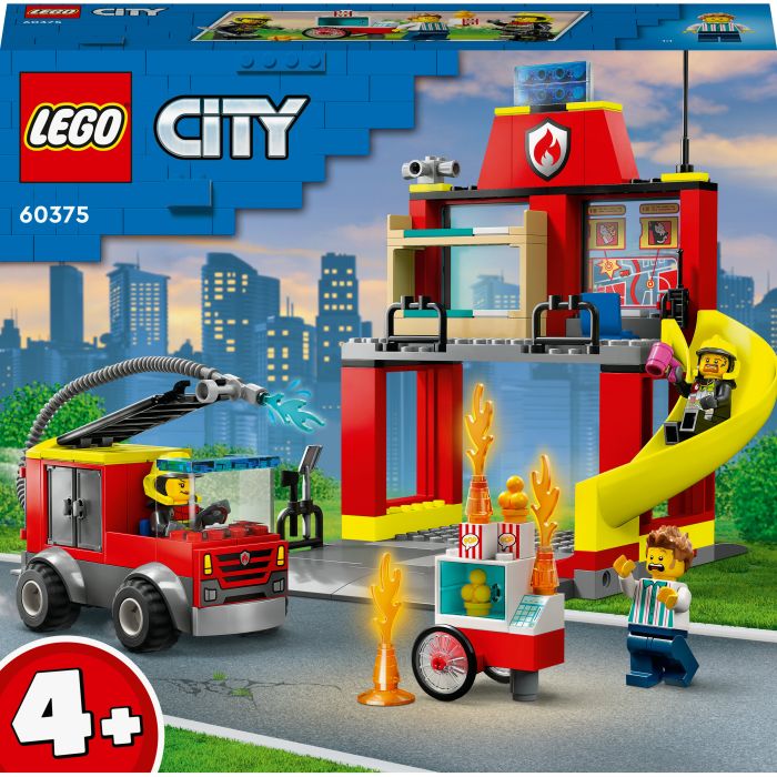 City Feuerwehrstation und Löschauto