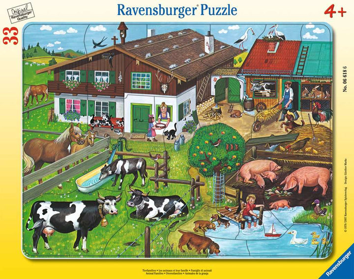 Ravensburger Kinderpuzzle - 06618 Tierfamilien - Rahmenpuzzle für Kinder ab 4 Jahren, mit 33 Teilen