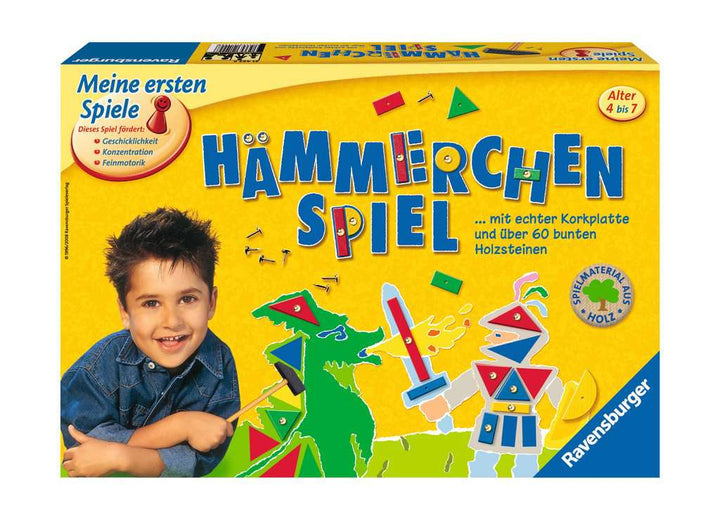 Ravensburger 21422 - Hämmerchen Spiel -  Beschäftigung für Kinder, Nagelspiel für 1-4 Spieler, Geschicklichkeitsspiel ab 4 Jahren geeignet