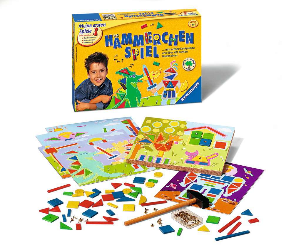 Ravensburger 21422 - Hämmerchen Spiel -  Beschäftigung für Kinder, Nagelspiel für 1-4 Spieler, Geschicklichkeitsspiel ab 4 Jahren geeignet