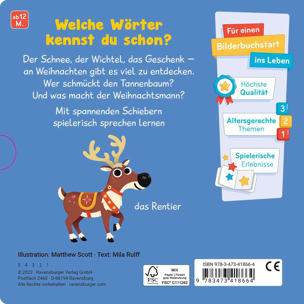 Meine ersten Wörter: Frohe Weihnachten – Sprechen lernen mit großen Schiebern für Kinder ab 12 Monaten